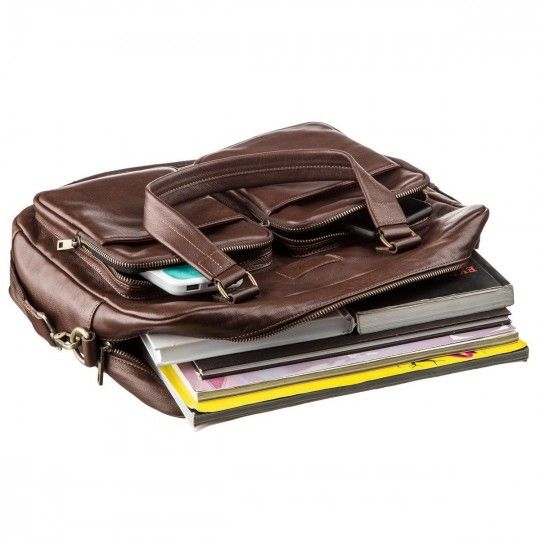 Men's leather laptop bag SHVIGEL 19109 brown
