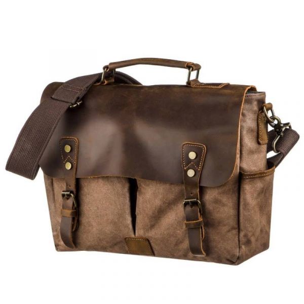 Солідний портфель на плече 20119 Vintage коричневий