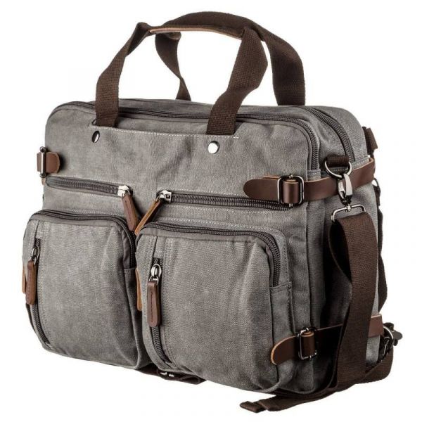 Сумка-трансофрмер текстильна велика 20151 Vintage сірий