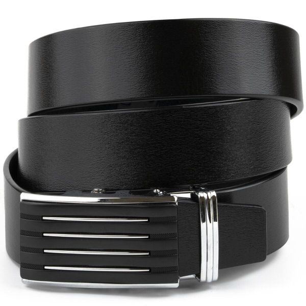 Ремінь чоловічий з автоматичною пряжкою смужка 20301 Vintage чорний
