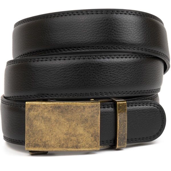 Ремінь чоловічий з латунною пряжкою 20310 Vintage чорний