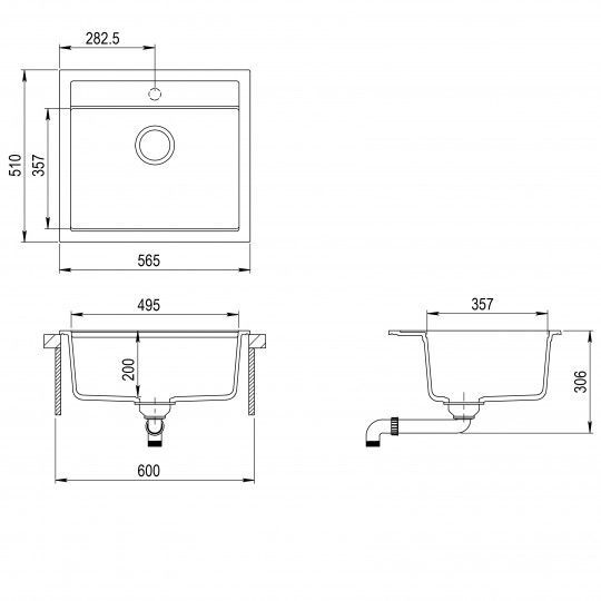 Кухонна мийка AquaSanita Basic Quadro SQQ100W-112 ora