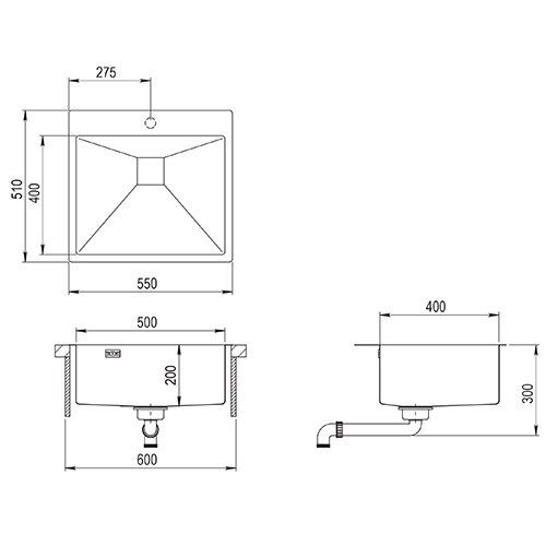 Кухонная мойка из нержавеющей стали AquaSanita Aira AIR100N-C COPPER 51x55