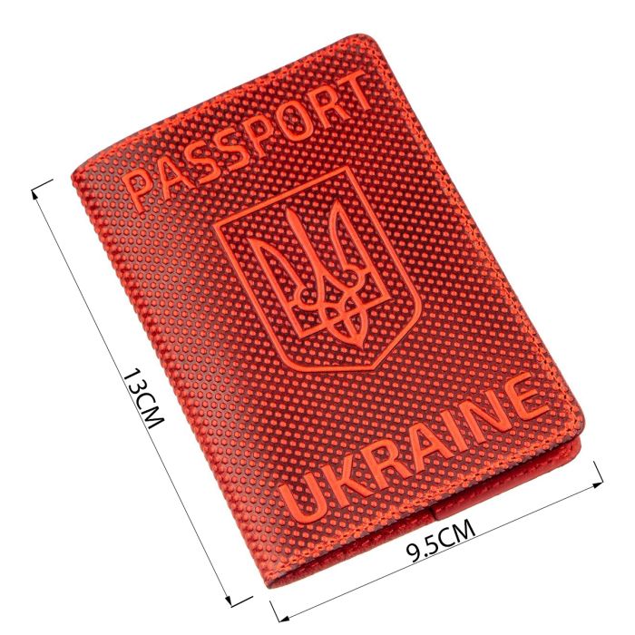 Обкладинка на паспорт Shvigel 13958 з точковим тисненням шкіряна червона