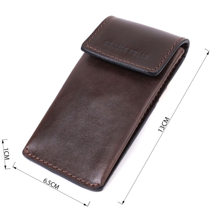 Оригинальная ключница в виде футляра из натуральной кожи GRANDE PELLE 22570 коричневая
