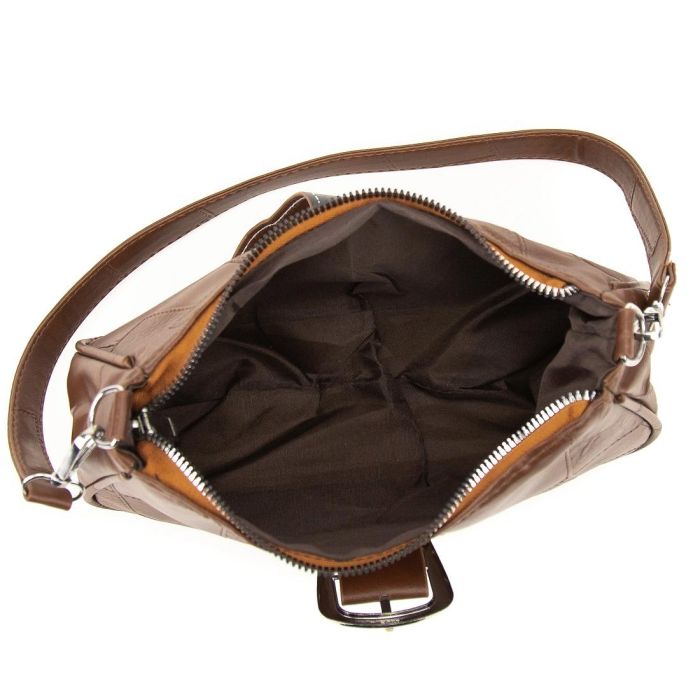Подовжена сумка через плече з екошкіри Lilly P2-8577-1DB темно коричнева