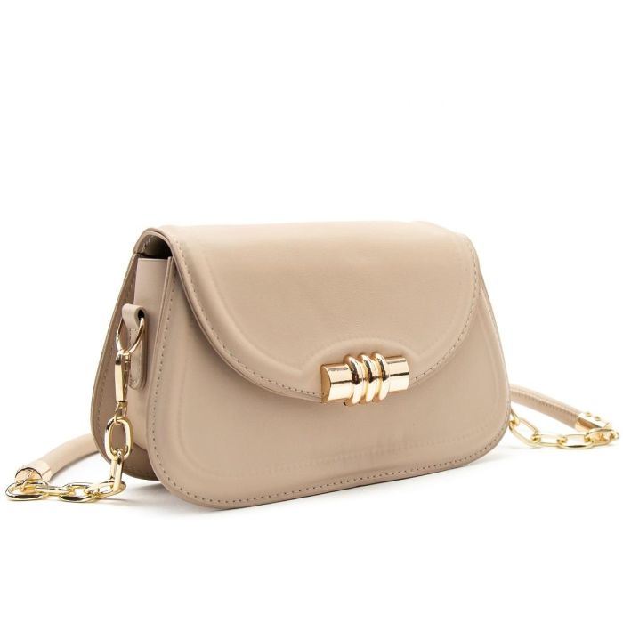 Сумочка через плечо каркасная с клапаном Lilly P4-8420B беж