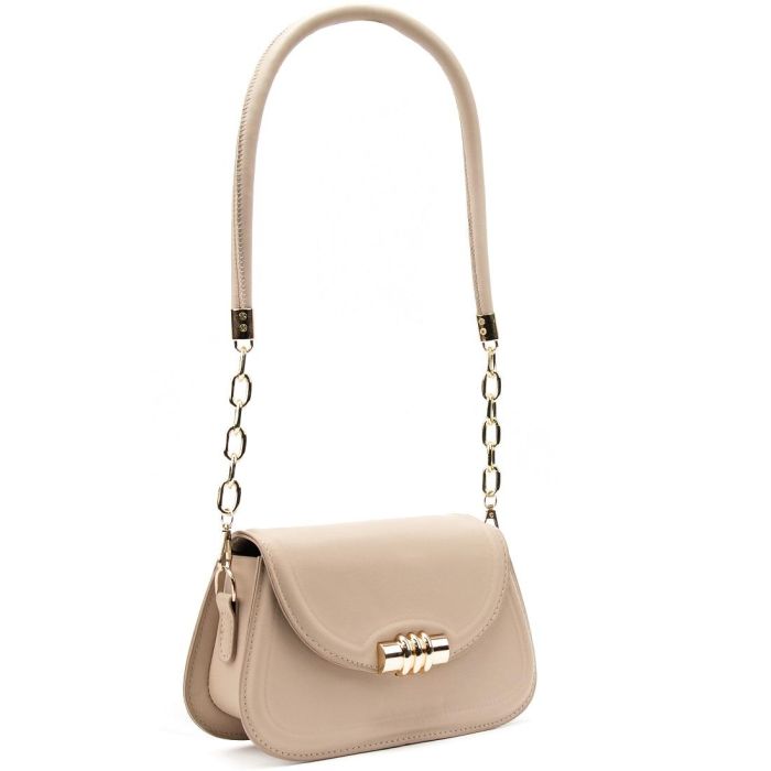 Сумочка через плечо каркасная с клапаном Lilly P4-8420B беж