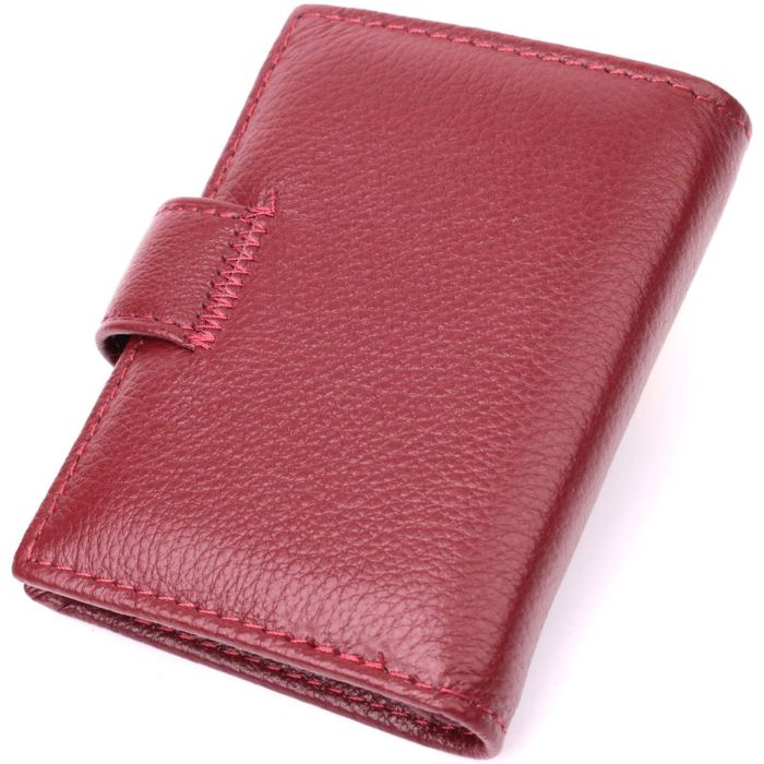 Практична візитниця з натуральної шкіри ST Leather 22468 бордова