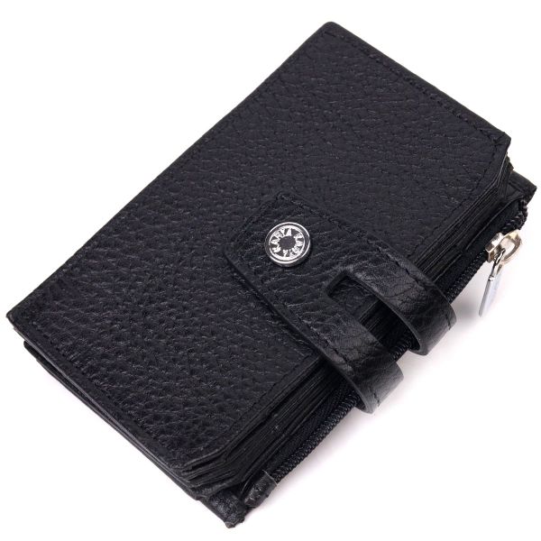 Практичний картхолдер із натуральної зернистої шкіри KARYA 21332 чорний