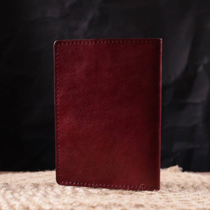 Чудова шкіряна обкладинка на паспорт Карта Grande Pelle 16776 бордова