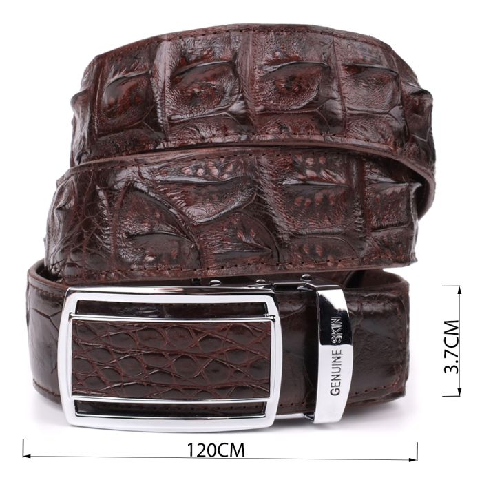 Ремінь-автомат з натуральної шкіри крокодила (каймана) коричневий CROCODILE LEATHER 18235