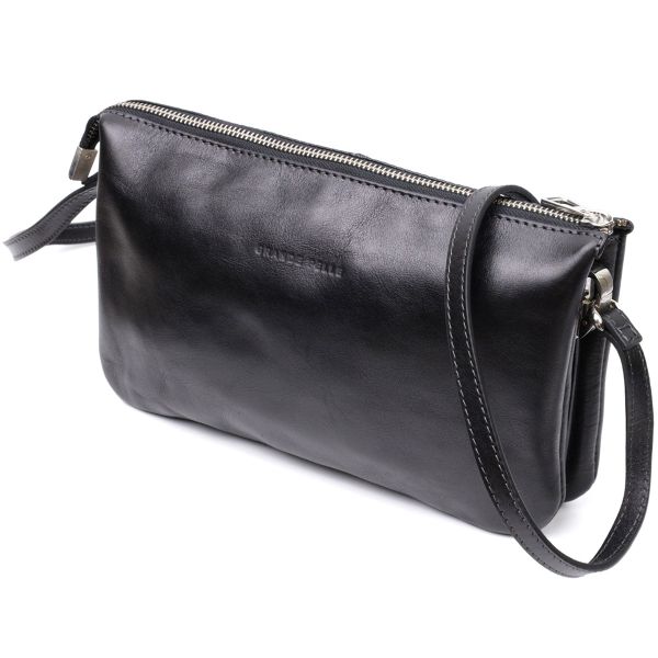 Розкішний жіночий клатч із натуральної шкіри Grande Pelle 11657 чорний