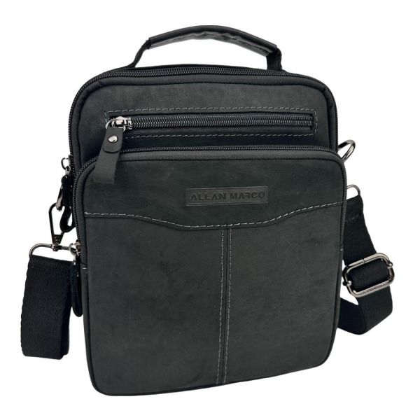 Мессенджер в шкірі нубук чорний Ruff Ryder RR-9130-1A чорний