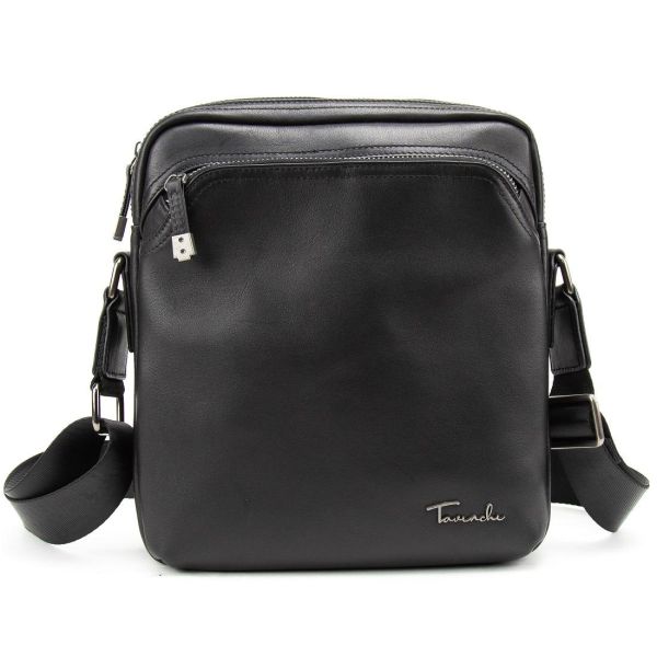 Мужская черная кожаная сумка через плечо Tiding Bag SM8-9686-4A