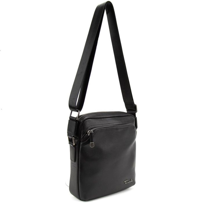 Мужская черная кожаная сумка через плечо Tiding Bag SM8-9686-4A