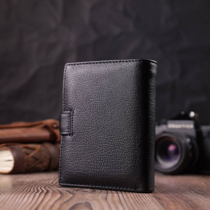 Солідний чоловічий гаманець з натуральної шкіри ST Leather 22467 чорний