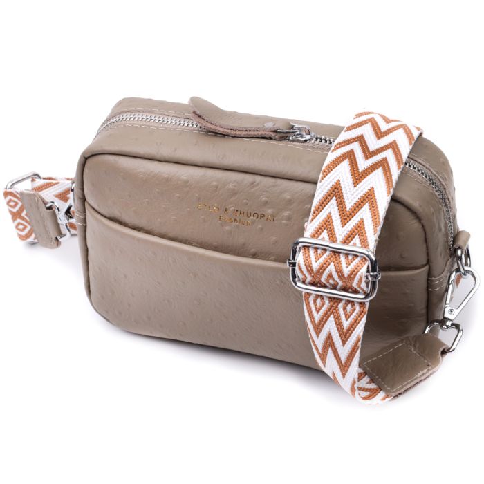 Стильная сумка для женщин из фактурной натуральной кожи Vintage 22662 бежевая