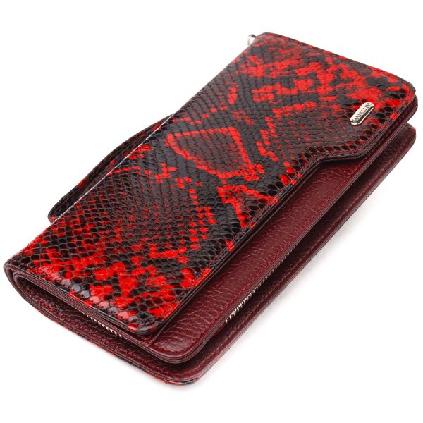 Стильне портмоне клатч з натуральної шкіри з тисненням під змію Canpellini 21538 різнокольорове