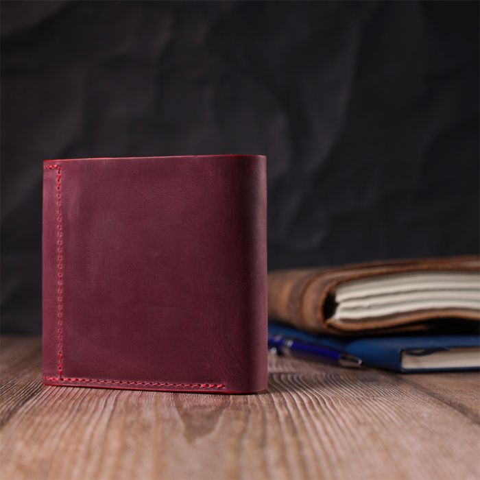 Стильный кошелек для женщин из матовой натуральной кожи GRANDE PELLE 16812 бордовый
