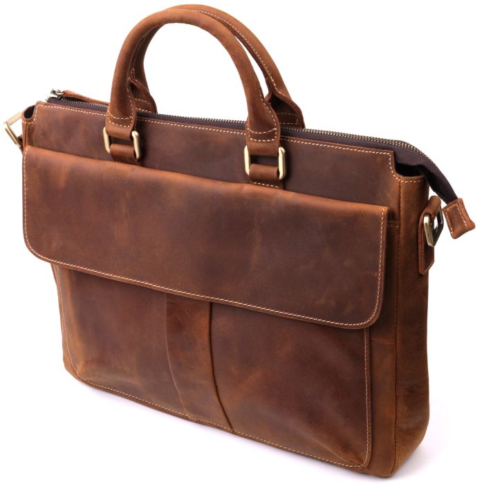 Стильный портфель в винтажном стиле из натуральной кожи Vintage 22673 коричневый