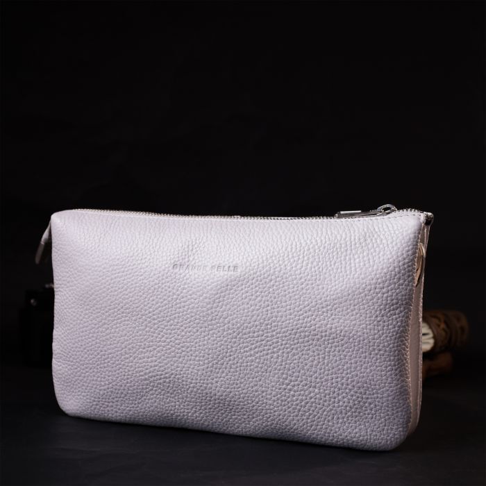 Стильний жіночий клатч із натуральної шкіри Grande Pelle 11635 білий