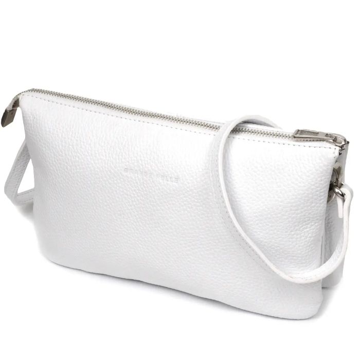 Стильний жіночий клатч із натуральної шкіри Grande Pelle 11635 білий
