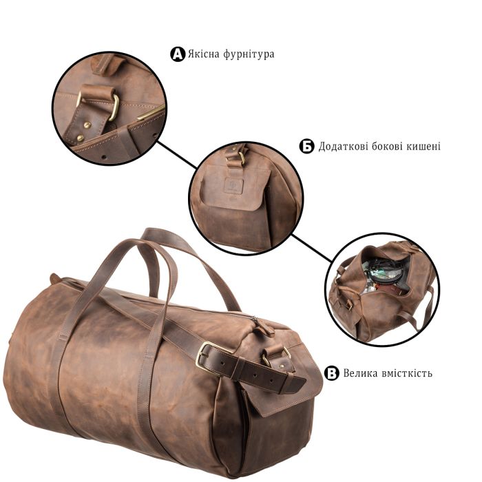 Сумка дорожня Grande Pelle 11045 коричнева