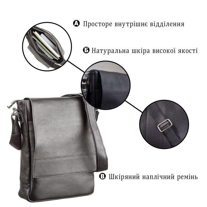 Сумка SHVIGEL 11080 из натуральной кожи черная