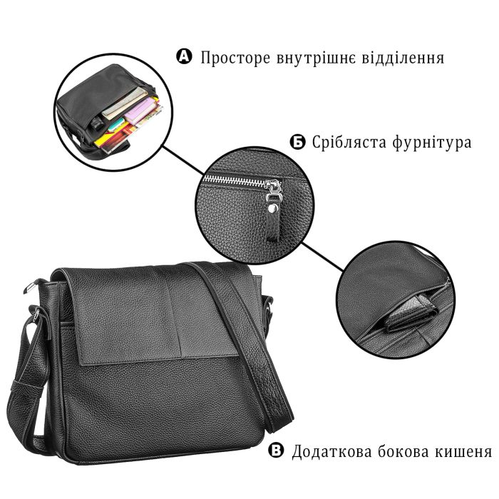Сумка SHVIGEL 11131 кожаная черная