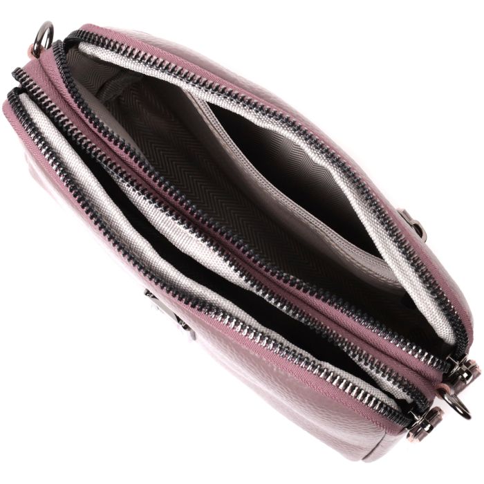 Сумка женская интересного цвета на два отделения из натуральной кожи Vintage 22279 фиолетовая.