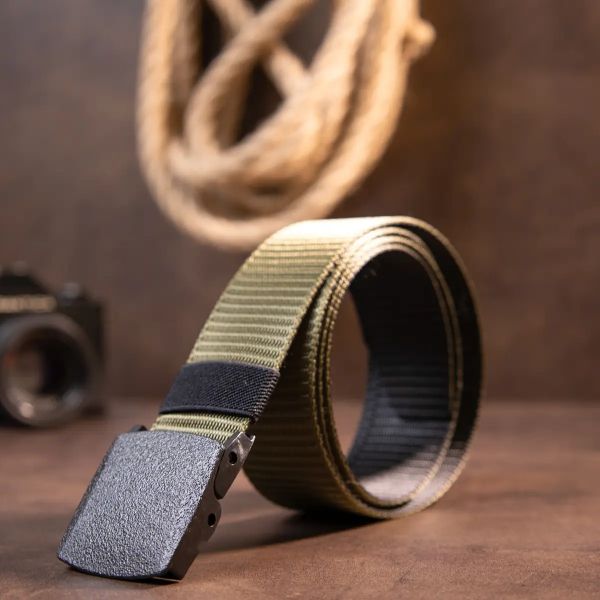 Textile belt with matte buckle 20537 Vintage green