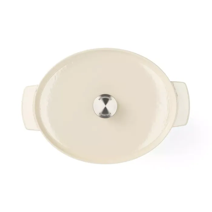 Гусятниця чавунна з кришкою KitchenAid 30 см 5,6 л колір мигдальний крем (CC006062-001)