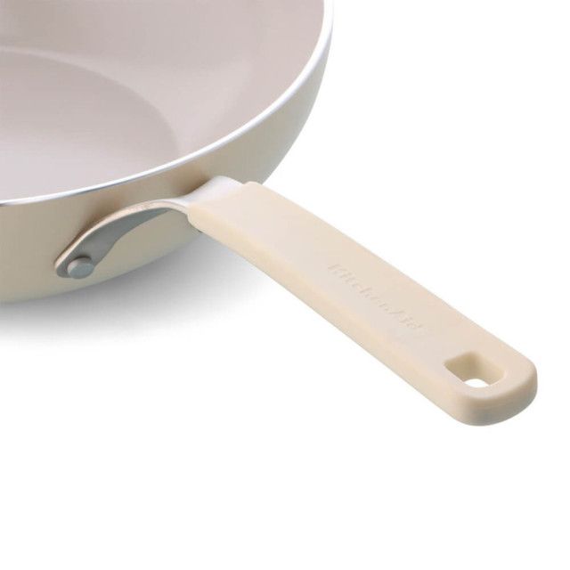 Сковорода KitchenAid АС, 24 см, с керамическим покрытием, кремовый