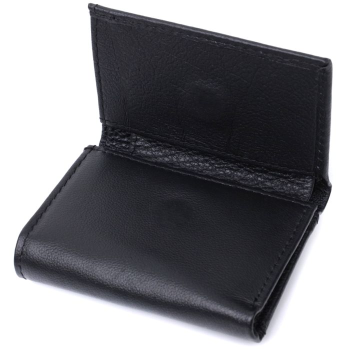 Зручний компактний гаманець з монетницею із натуральної шкіри ST Leather 22742 чорний