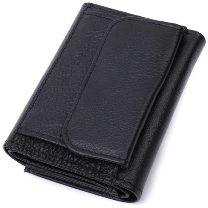 Зручний компактний гаманець з монетницею із натуральної шкіри ST Leather 22742 чорний