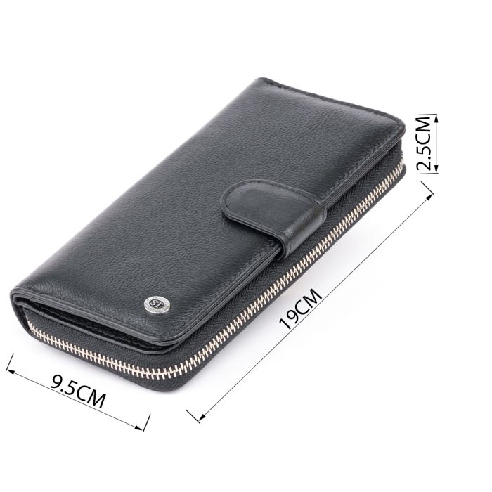 Вертикальний місткий гаманець зі шкіри унісекс ST Leather 19300 чорний