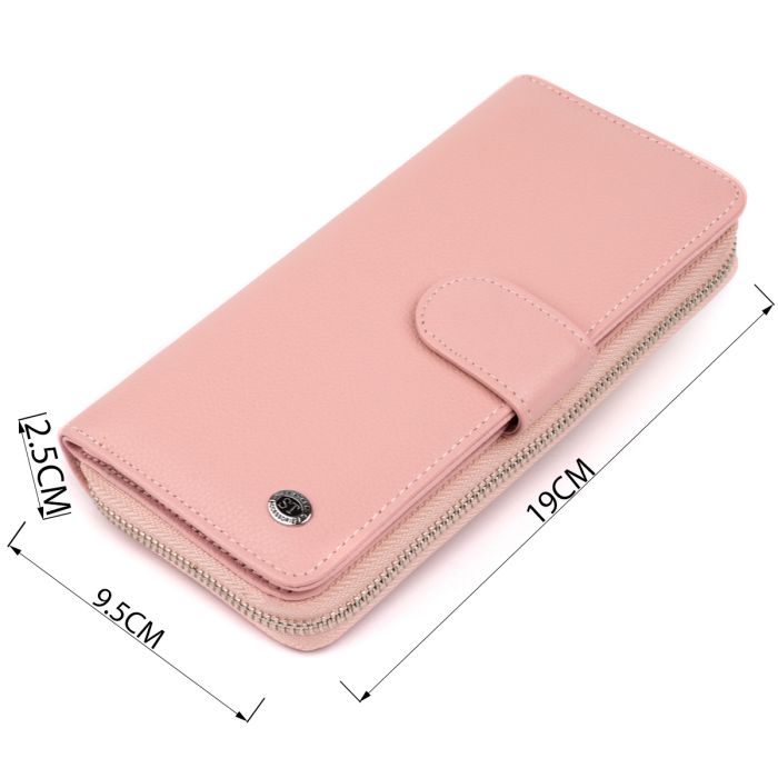 Вертикальный вместительный кошелек из кожи женский ST Leather 19303 розовый
