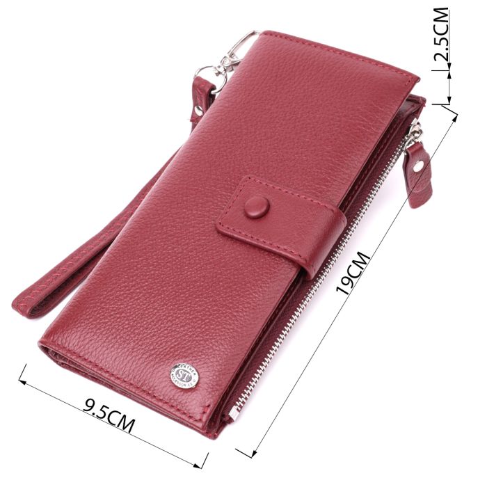 Вертикальный женский кошелек-клатч из натуральной кожи ST Leather 22535 бордовый