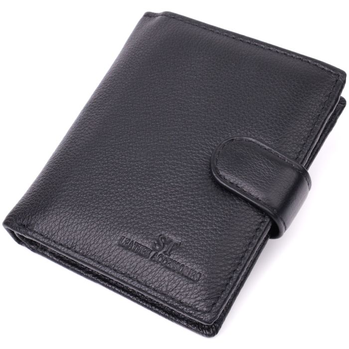 Вертикальный кошелек с блоком под документы из натуральной кожи ST Leather 22479 черный