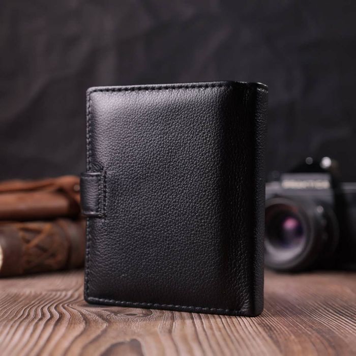 Вертикальный кошелек с блоком под документы из натуральной кожи ST Leather 22479 черный