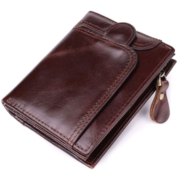 Вертикальный мужской кошелек из натуральной кожи Vintage s_15096 коричневый