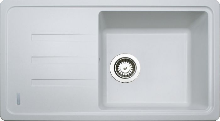 Кухонная мойка Adamant SLIM LONG белая 780x435x200 мм, с крылом