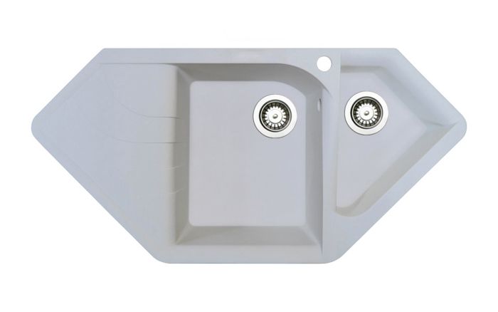 Кухонна мийка Adamant SPIRIT біла 1000x500x225 мм, кутова з крилом