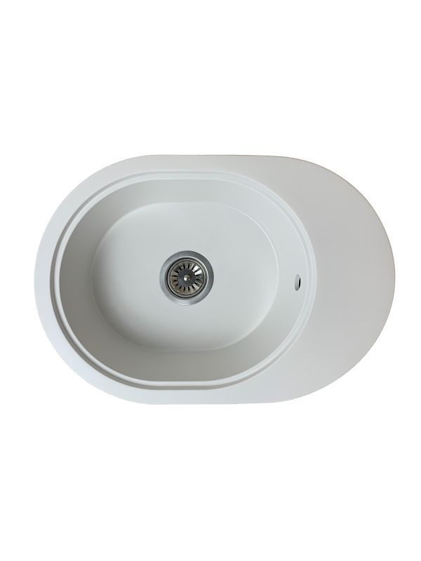 Кухонная мойка Adamant OVALE белая 610x420x180 мм, с крылом