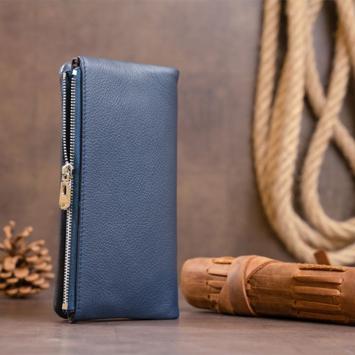 Вертикальный кошелек на кнопке женский ST Leather 19203 темно-синий