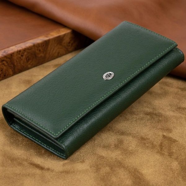 Кошелек на магнитах с клапаном женский ST Leather 19240 зеленый
