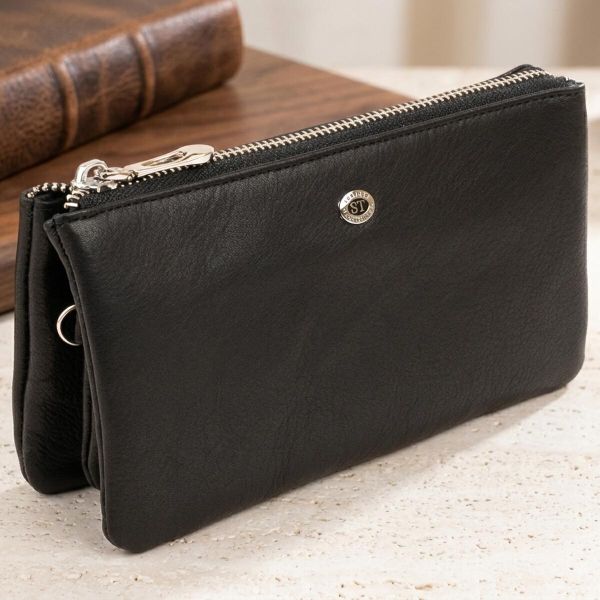 Місткий клатч на два відділення жіночий ST Leather 19246 чорний