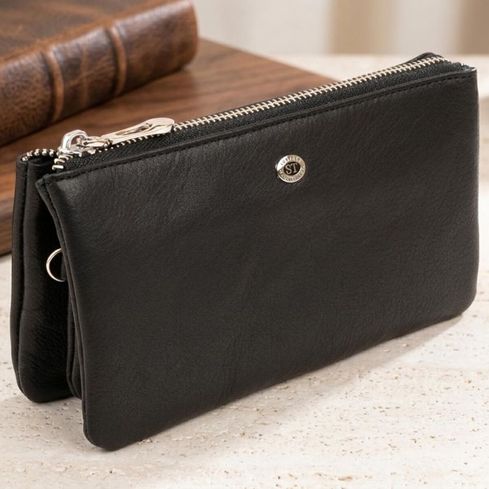 Вместительный клатч на два отделения женский ST Leather 19246 черный