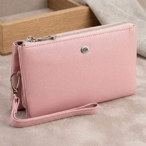 Вместительный клатч на два отделения женский ST Leather 19250 розовый